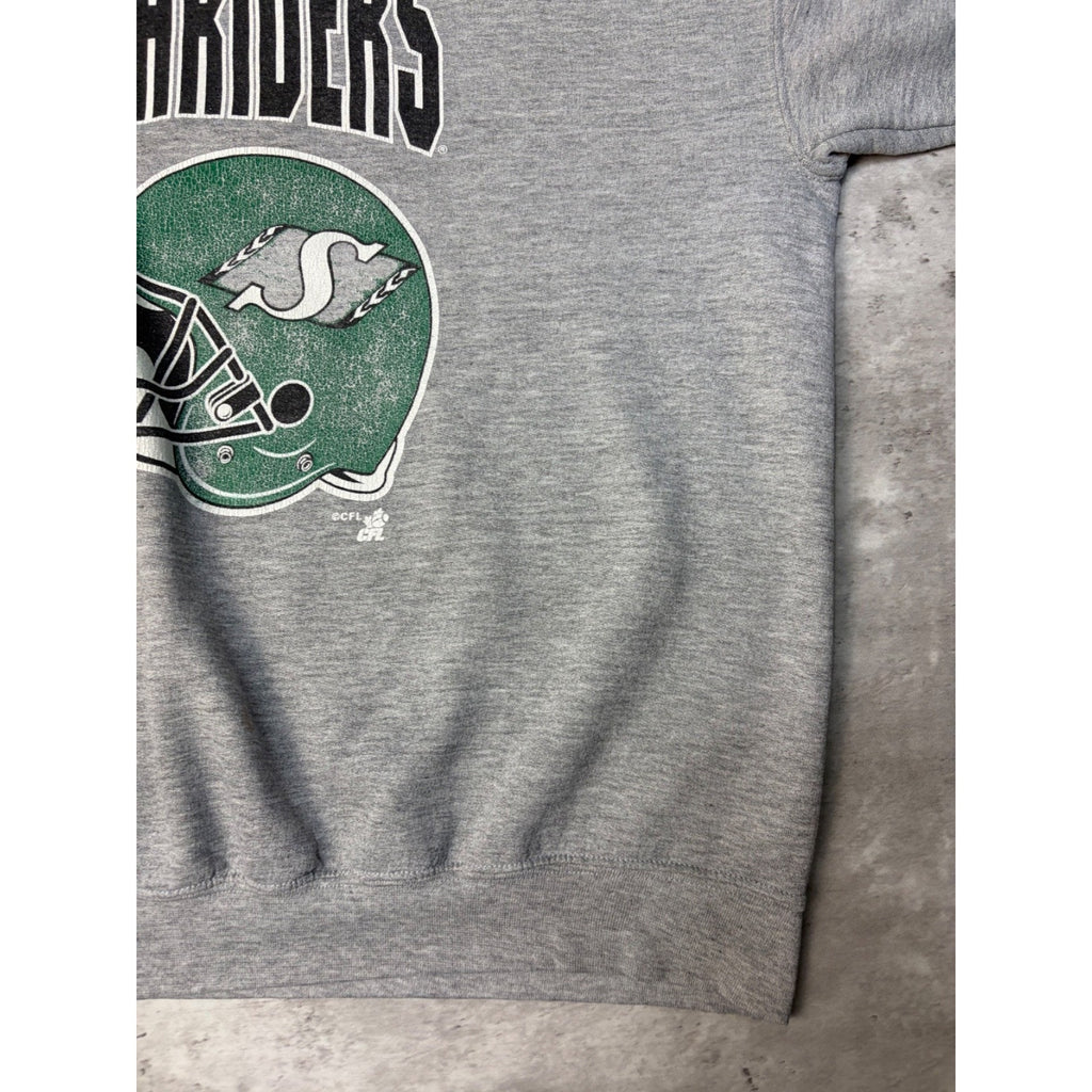 VTG 90s Saskatchewan Roughriders CFL Helmet Graphic Spellout Sweatshirt Size XL
