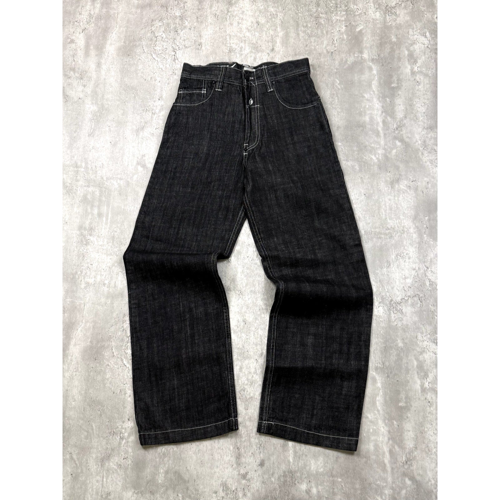 Vintage Y2K Womens Johnny Blaze Embroidered Black Wash Denim Pants