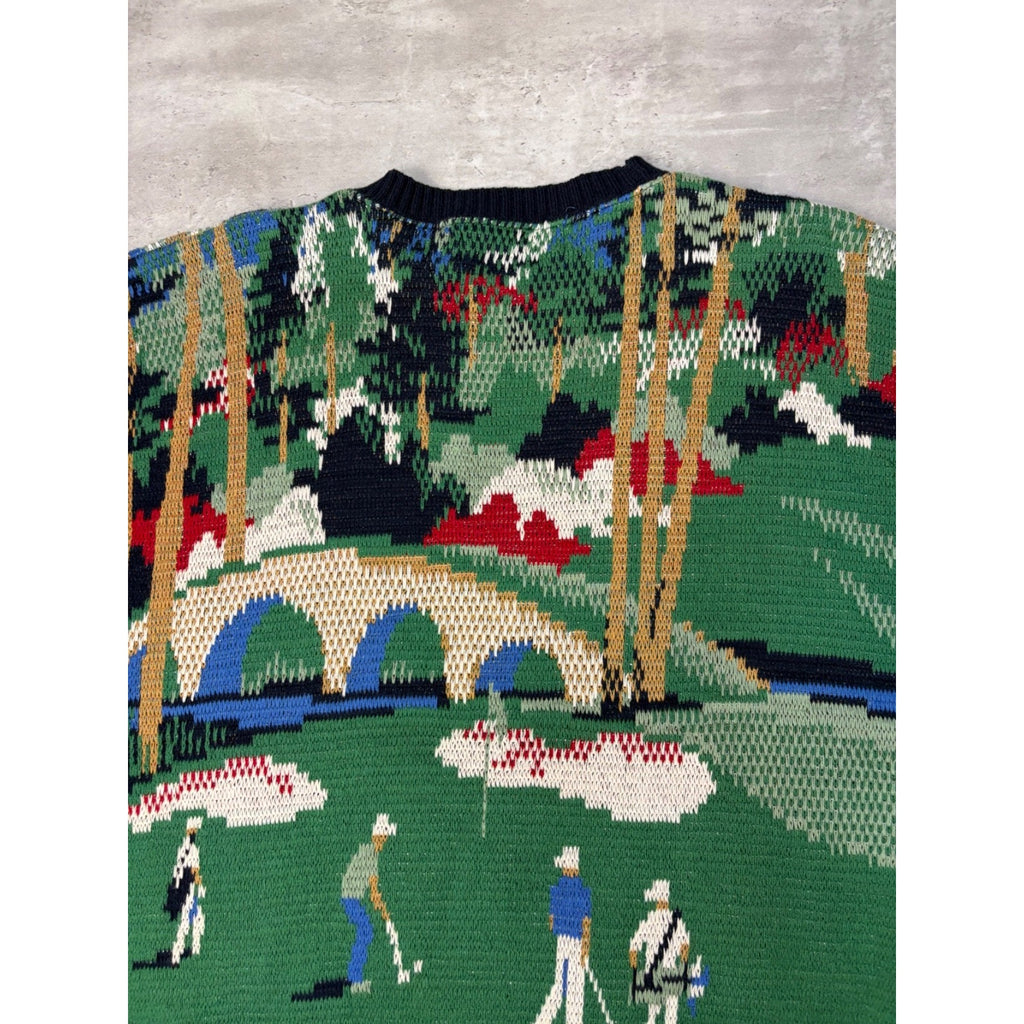 Vintage 90s Crossings Golf All Over Print Knit Sweater Size Large