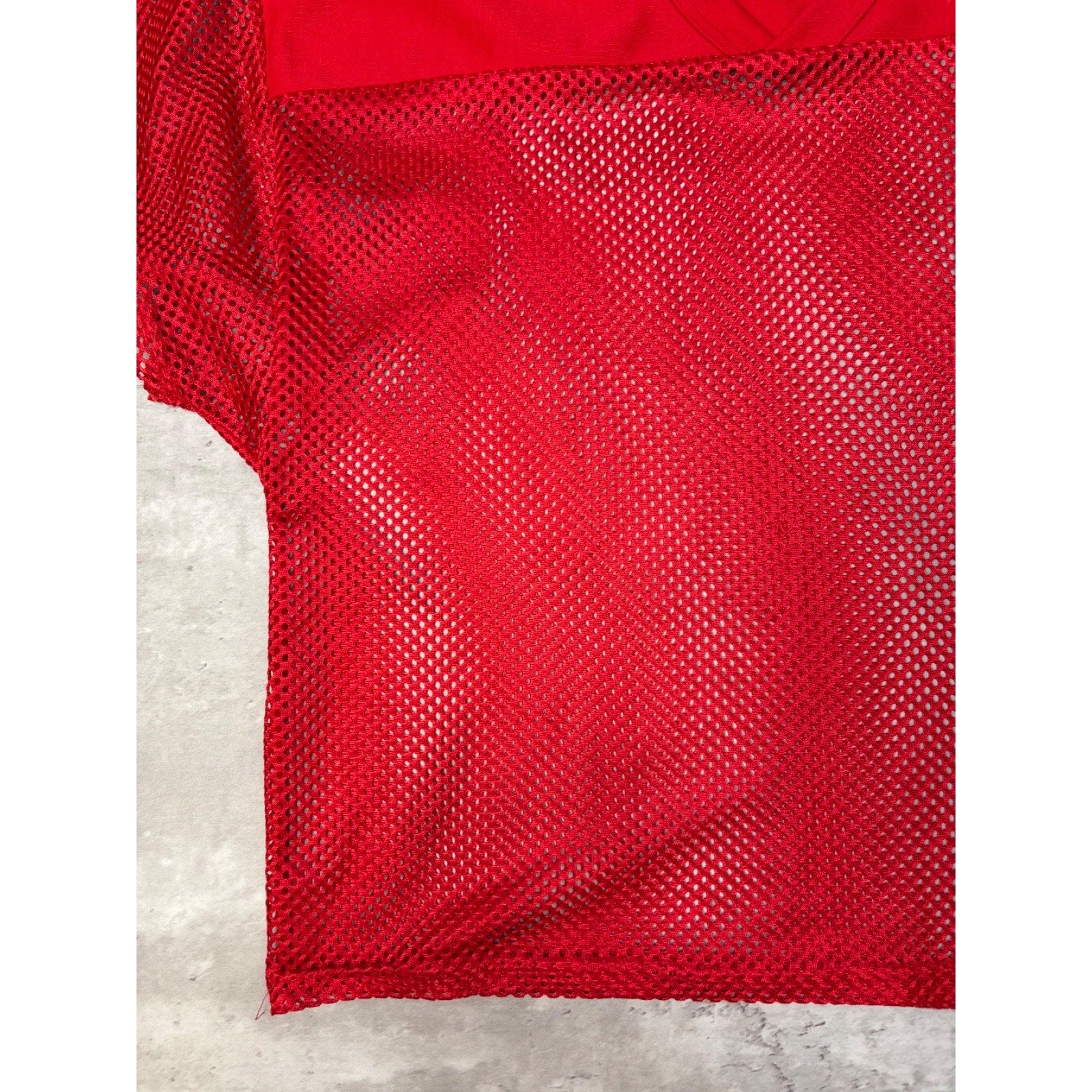Vintage 90s Loose Blank Mesh Red Football Warm Up Jersey Size Medium