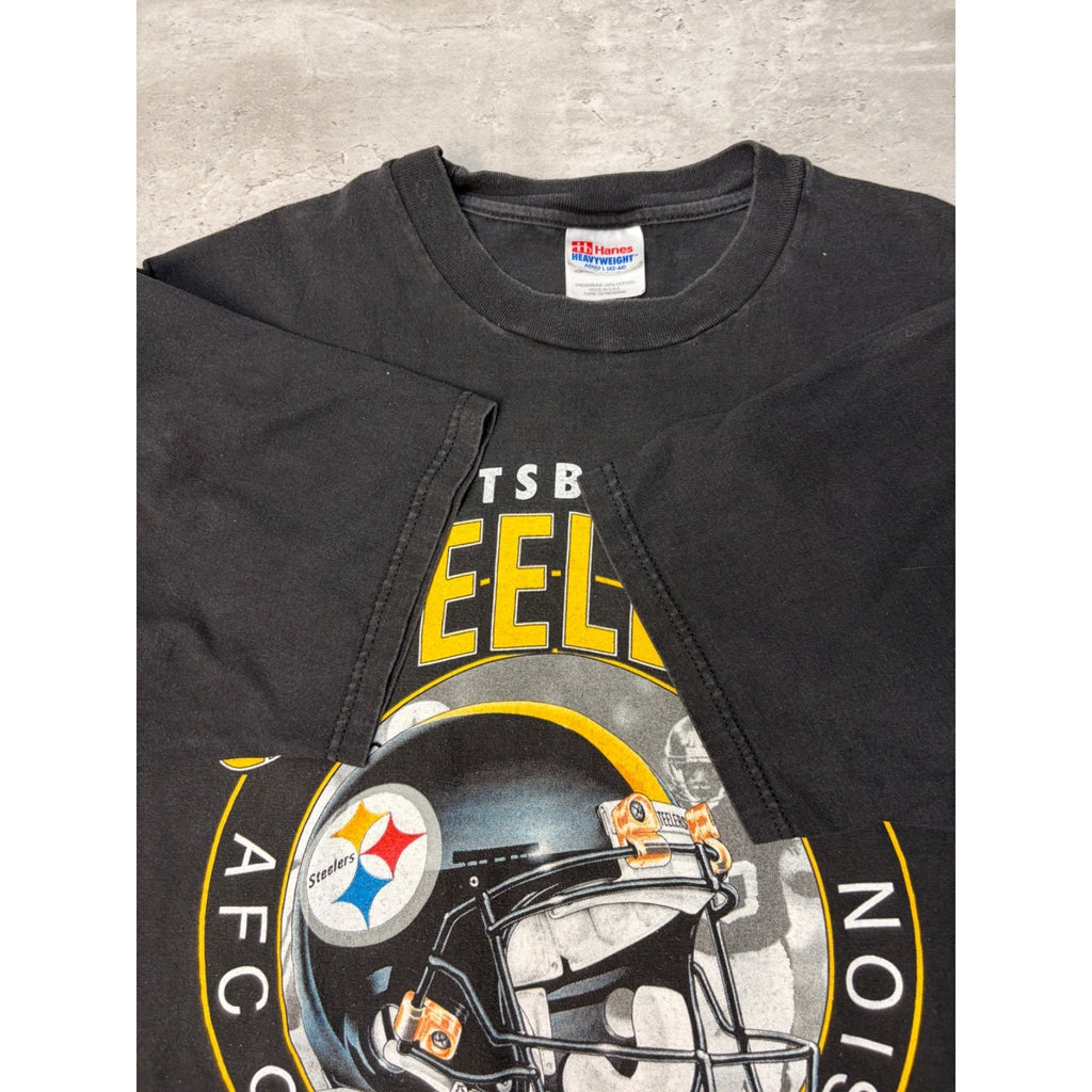 Vintage 1997 Pittsburgh Steelers NFL Big Helmet Graphic T-Shirt Size Large