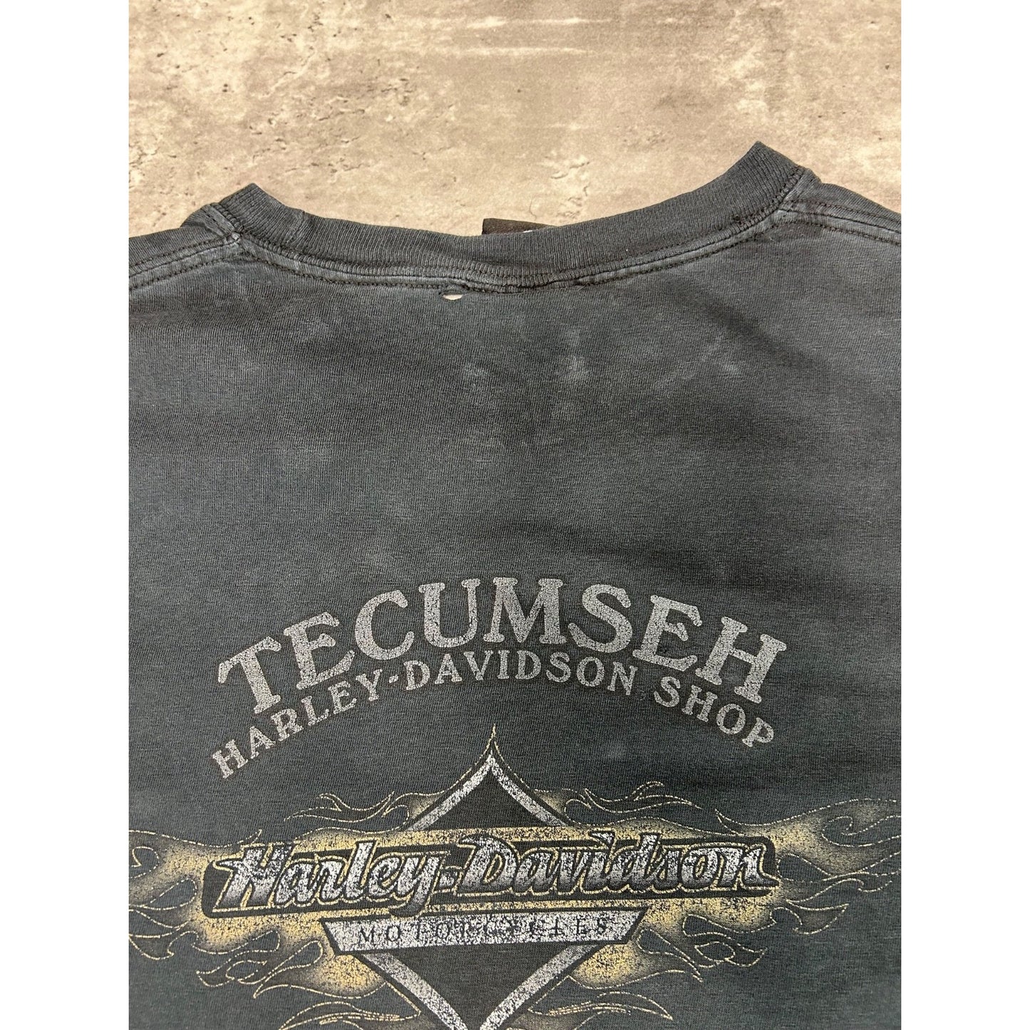 Harley Davidson Motorcycles Skull Graphic Spellout Longsleeve T-Shirt Size Large