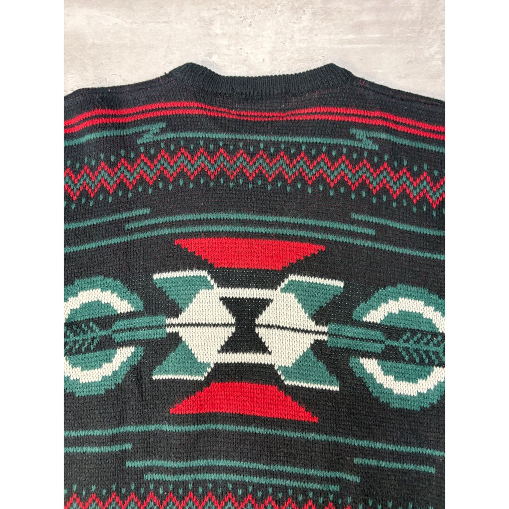 Vintage 80s/90s Weekender Aztec Pattern Print Pullover Knit Sweater Size Small