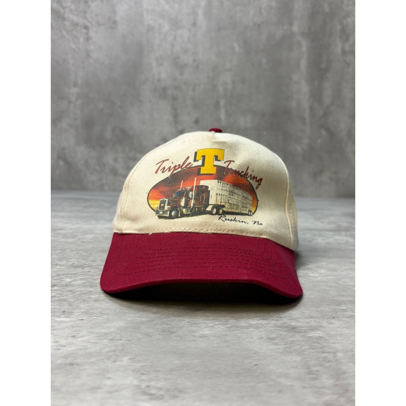 Vintage Triple T Trucking Graphic Spellout Snapback Hat OSFA