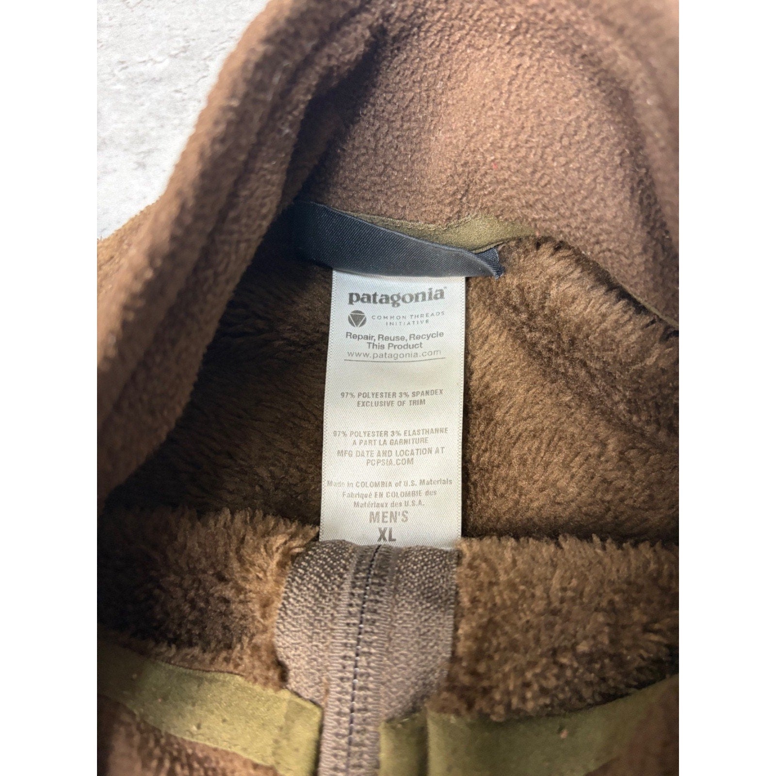 Vintage Patagonia Rhythm Brown Earth Tone Full Zip Fleece Sweatshirt Size XL