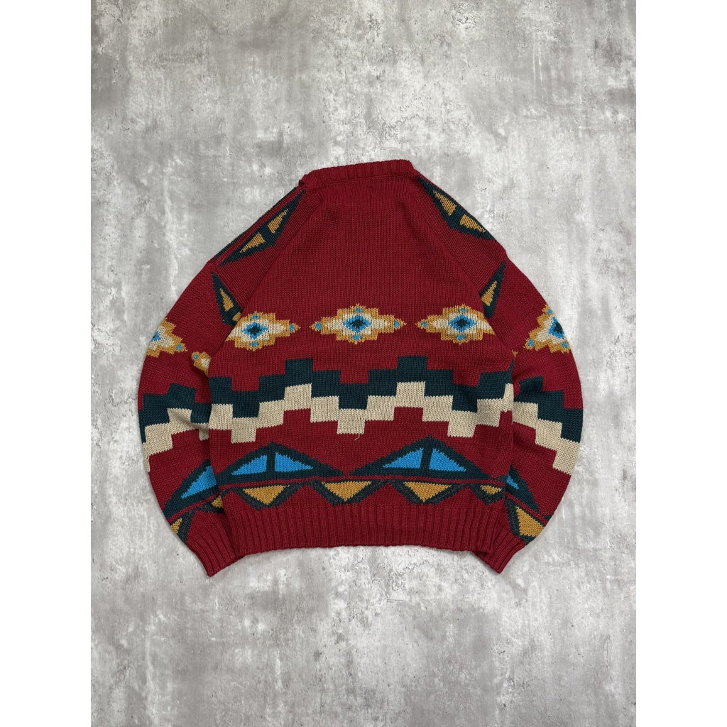 Vintage 90s Woolrich Aztec Style Pullover Knit Sweater Size Large