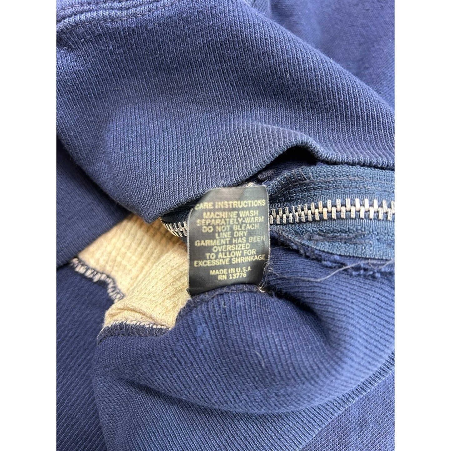 Vintage 70s/80s Wrangler Thermal Lined Full Zip Hooded Sweatshirt Size Medium