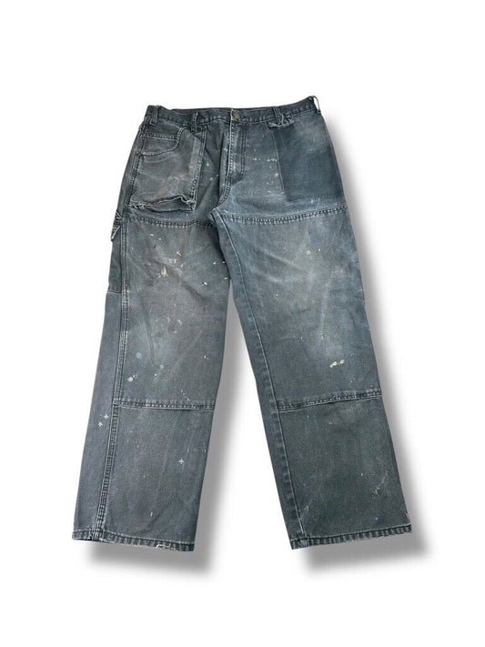 Vintage Dickies Distressed Canvas Workwear Carpenter Pants Size 35W Black
