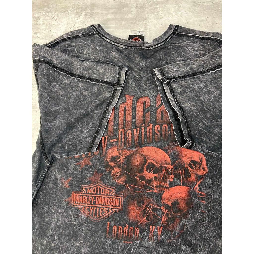 Vintage Harley Davidson Skull Graphic Spellout T-Shirt Size XL