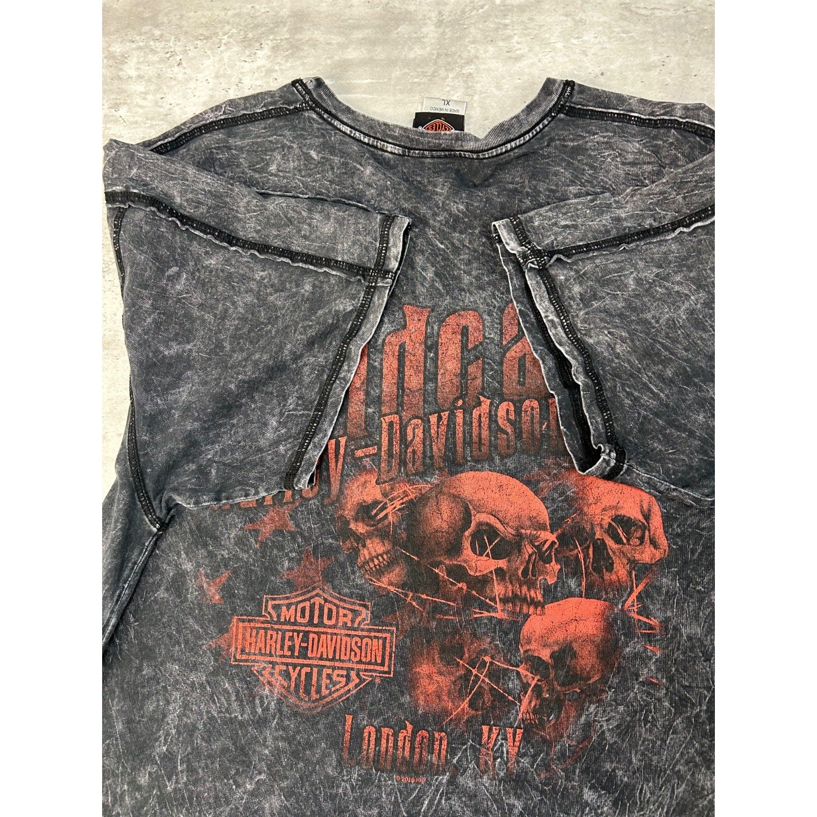 Vintage Harley Davidson Skull Graphic Spellout T-Shirt Size XL