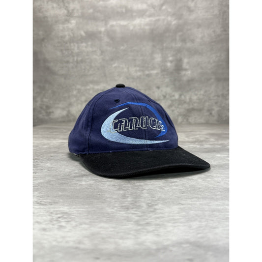 Vintage 90s Vancouver Canucks NHL Embroidered Spellout Strapback Hat OSFA