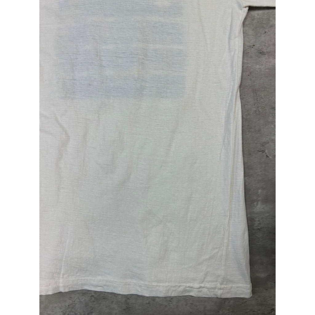 Vintage 90s Aruba Map Spellout Graphic Destination T-Shirt Size Large White