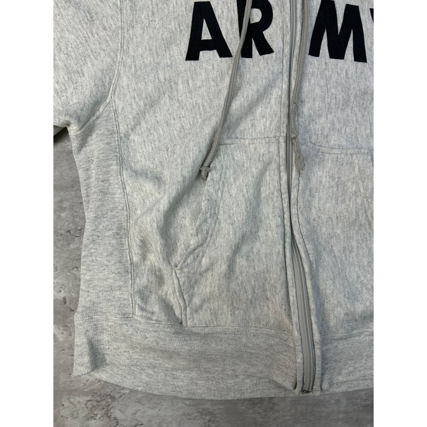 Vintage 90s US Army Training Spellout Full Zip Hooded Sweatshirt Size Medium