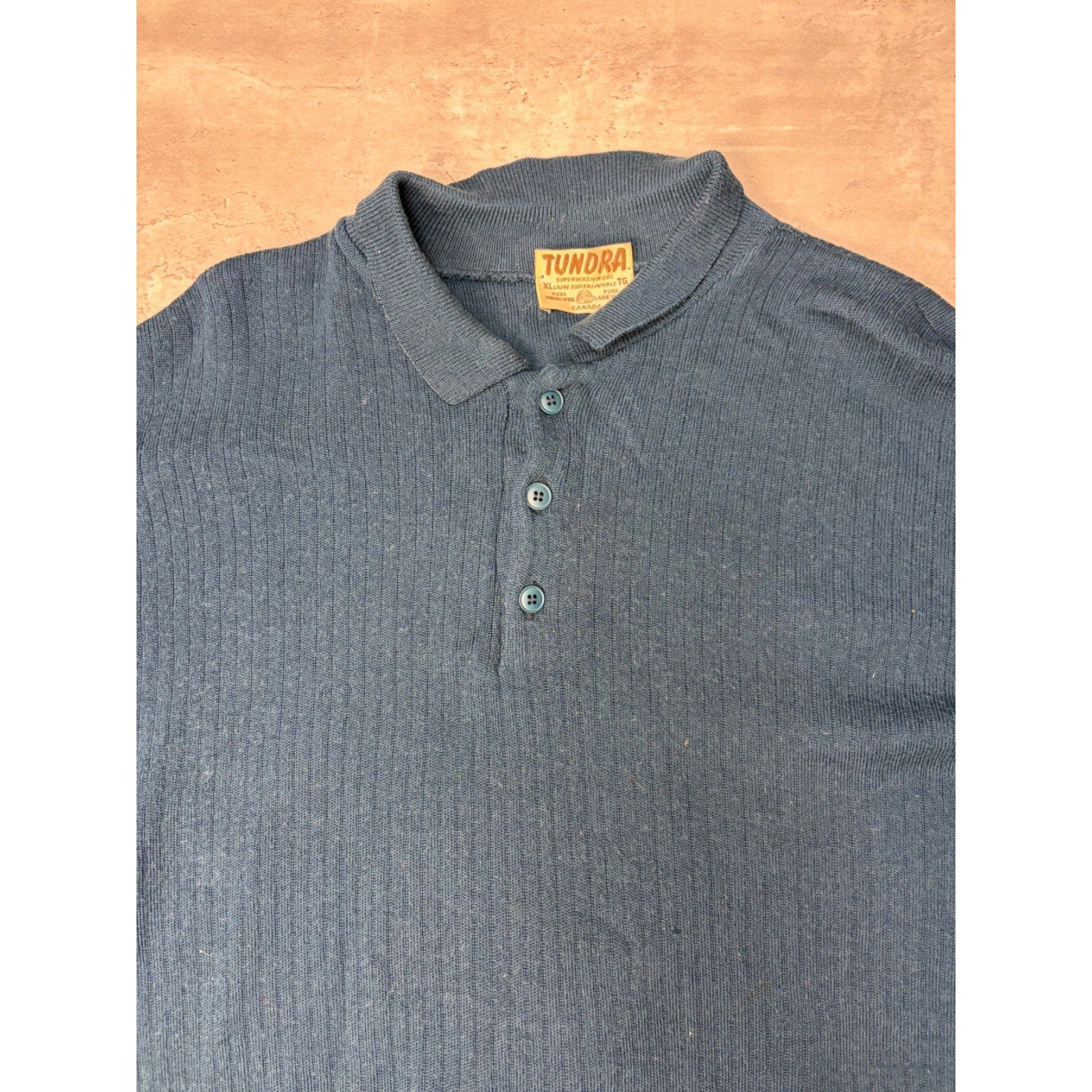 Vintage 80s/90s Tundra 1/4 Button Collared Knit Sweater Size XL