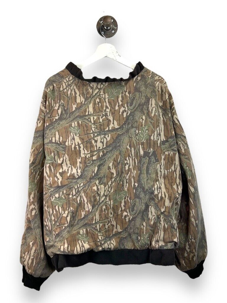 Vintage 90s Mossy Oak Tree Camo Full Zip Insulated Hunting Bomber Jacket Sz XXL