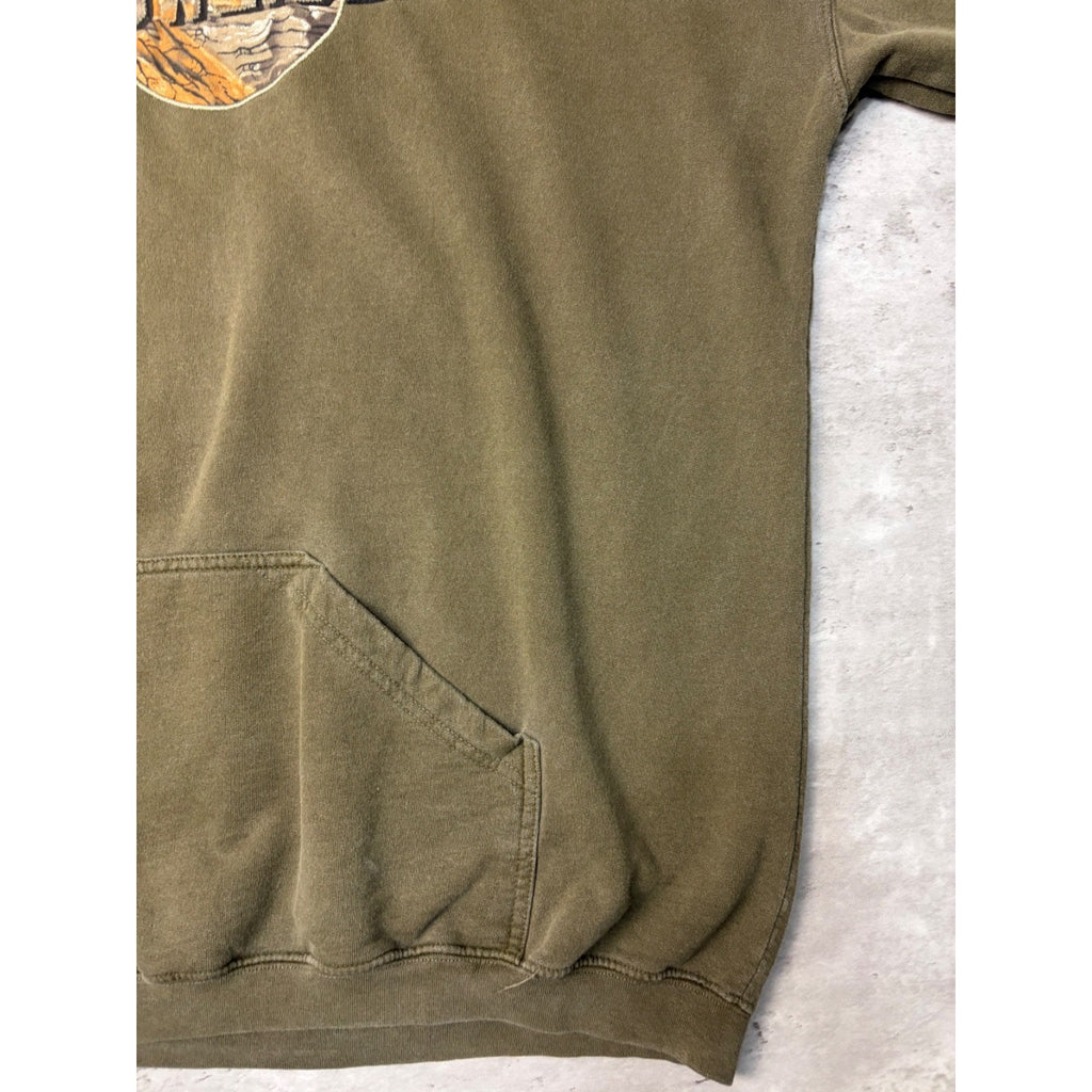 Vintage Budweiser Camo Spellout Graphic Hooded Sweatshirt Size XL