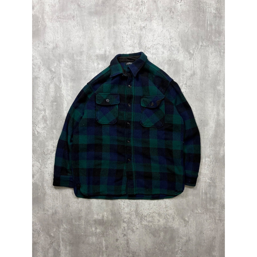 Vintage 1950s/60s King Kobe Heavy Weight Plaid Print Button Up Shirt Size Large