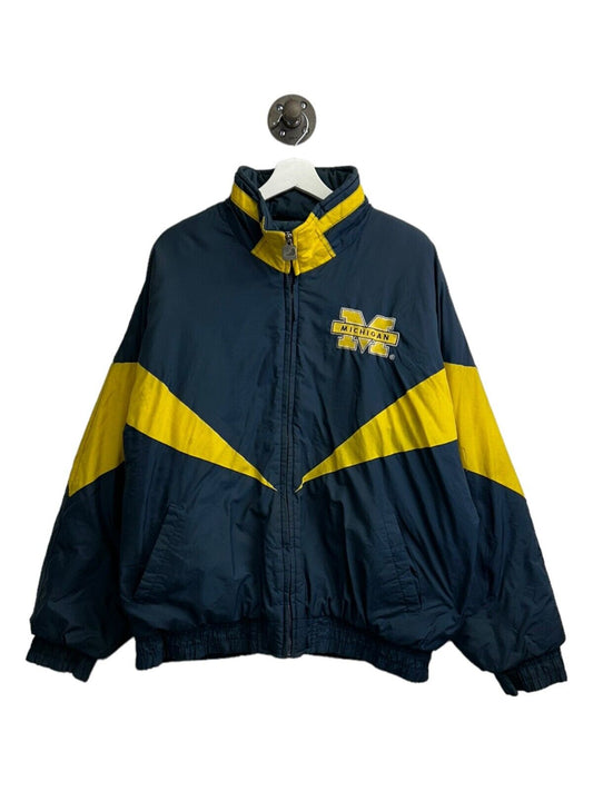 Vintage 90s Michigan Wolverines NCAA Insulated Full Zip Chalk Line Jacket Large