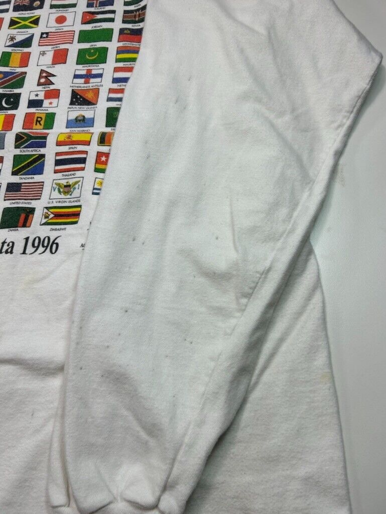 Vintage 1996 Atlanta Summer Olympics Flag Graphic Long Sleeve T-Shirt Size XL