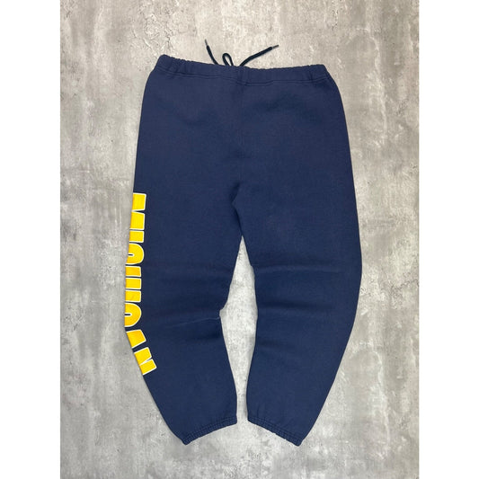 Vintage 90s Michigan Wolverines NCAA Graphic Spellout Sweat Pants Size Large