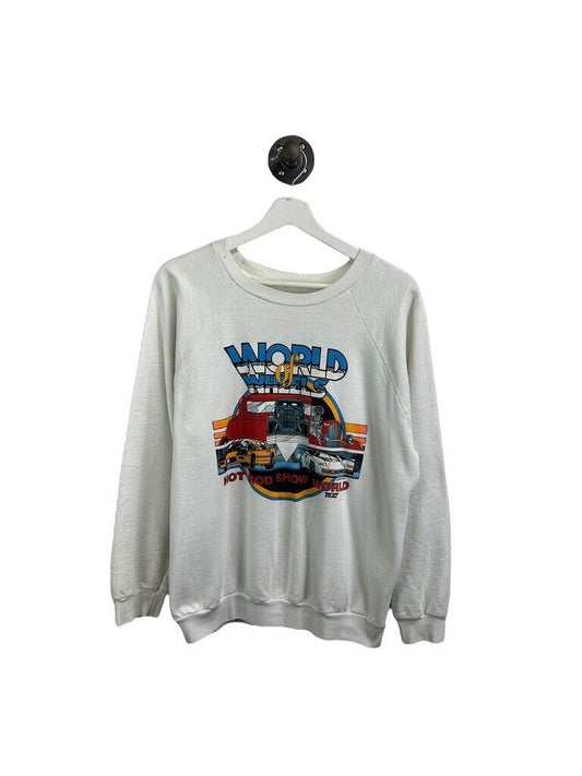 Vintage 1986 World Of Wheels Hot Rod Car Show Graphic Sweatshirt Size Large