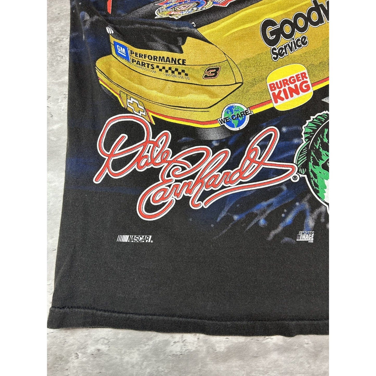 Vintage 90s Dale Earnhardt Bass Pro Racing Nascar All Over Print T-Shirt Size L