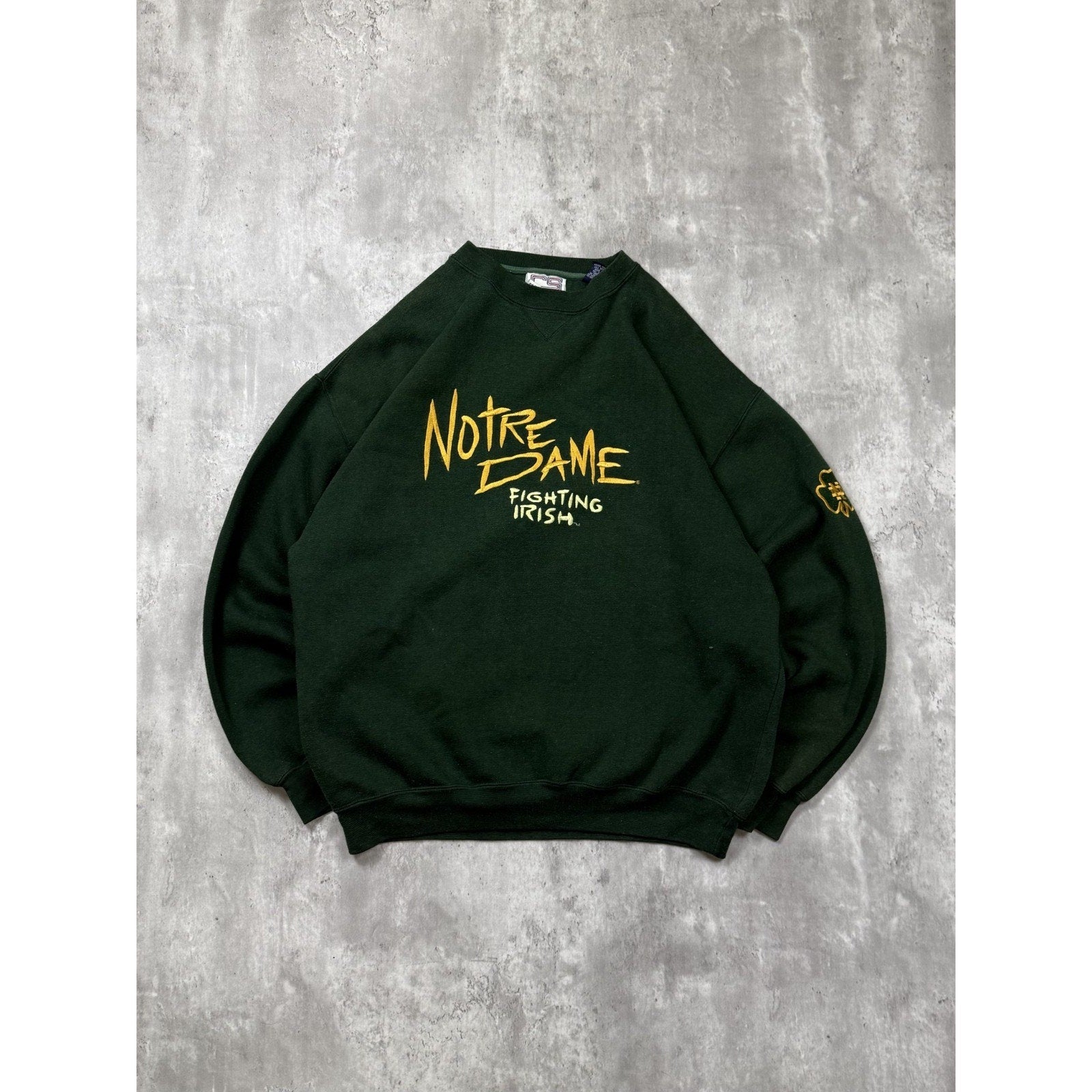 VTG 90s Notre Dame Fighting Irish NCAA Embroidered Spellout Sweatshirt Size XL