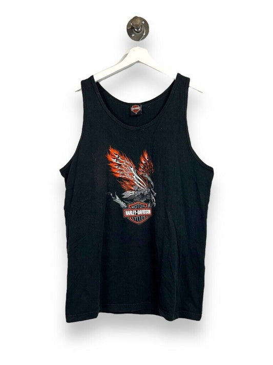 Harley Davidson Motorcycles Bald Eagle Flame Graphic Sleeveless T-Shirt Size XL