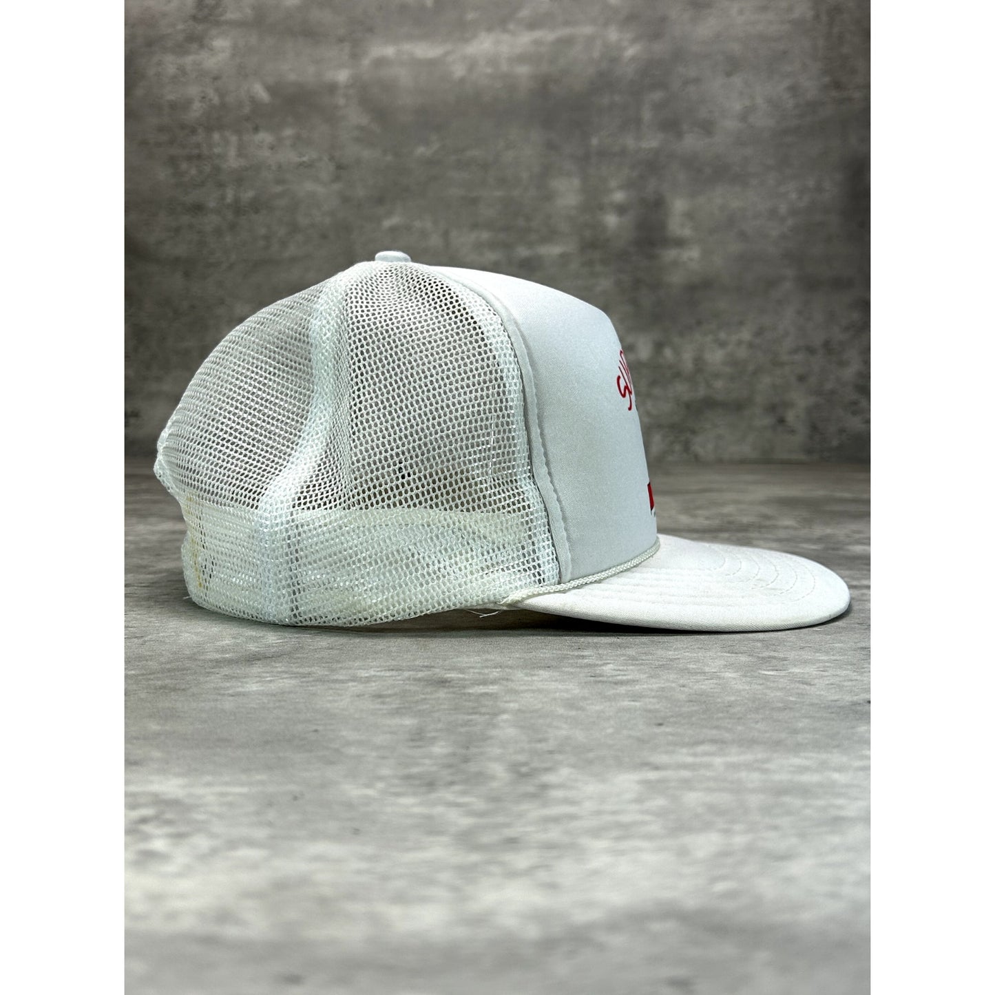 Vintage 80s/90s Snoopy Peanuts Super Dad Graphic Trucker Snapback Hat OSFA