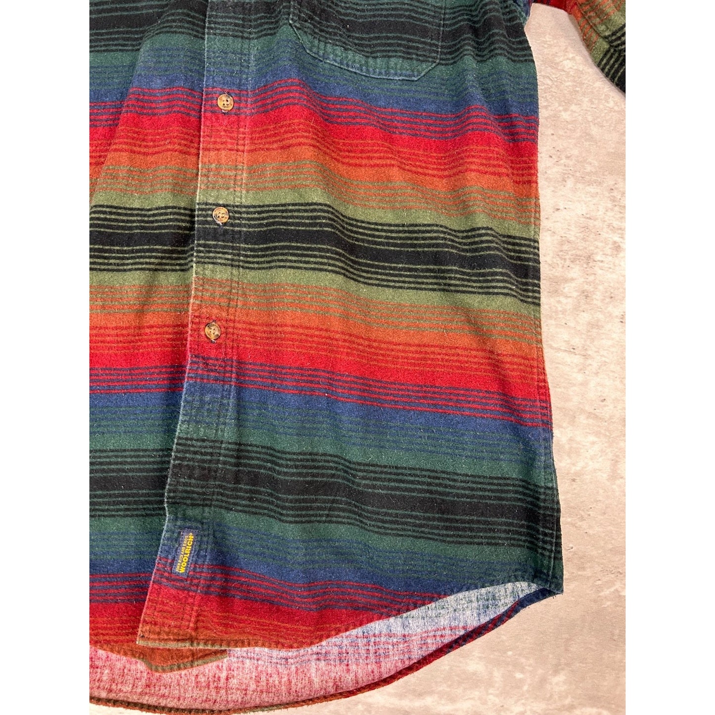 Vintage Woolrich Striped Flannel Long Sleeve Button Up Shirt Size Large