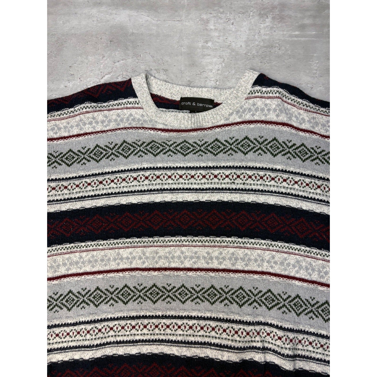 Vintage Croft & Barrow Abstract Striped Pullover Knit Sweater Size Large