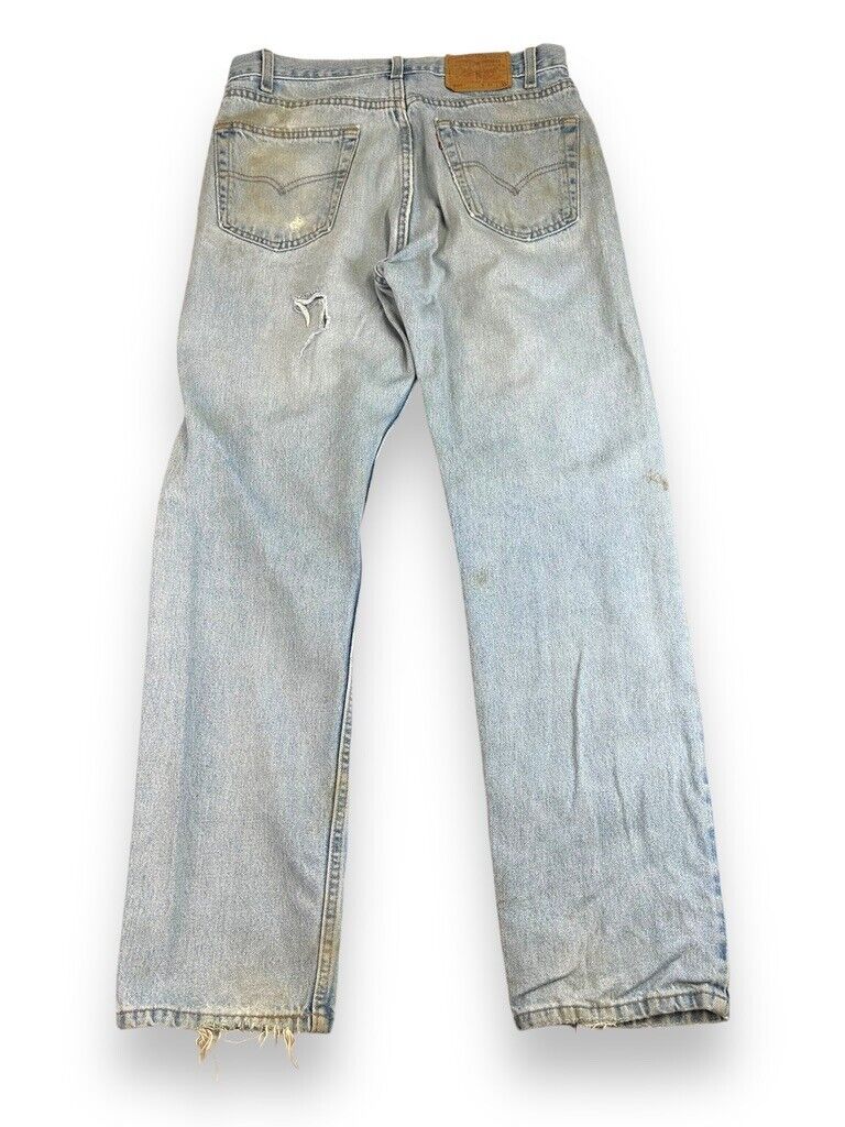 Vintage 90s Levis 505 Regular Fit Red Tab Light Wash Denim Pants Size 33W Blue