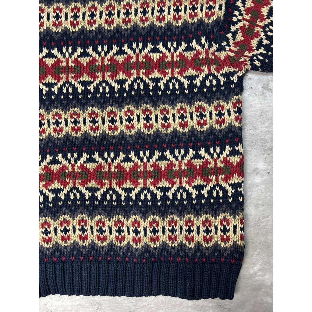 Vintage Eddie Bauer Abstract Striped Pullover Knit Sweater Size XL