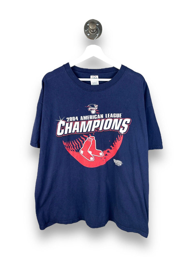 Vintage 2004 Boston Red Sox AL Champs MLB Baseball Graphic T-Shirt Size XL Blue