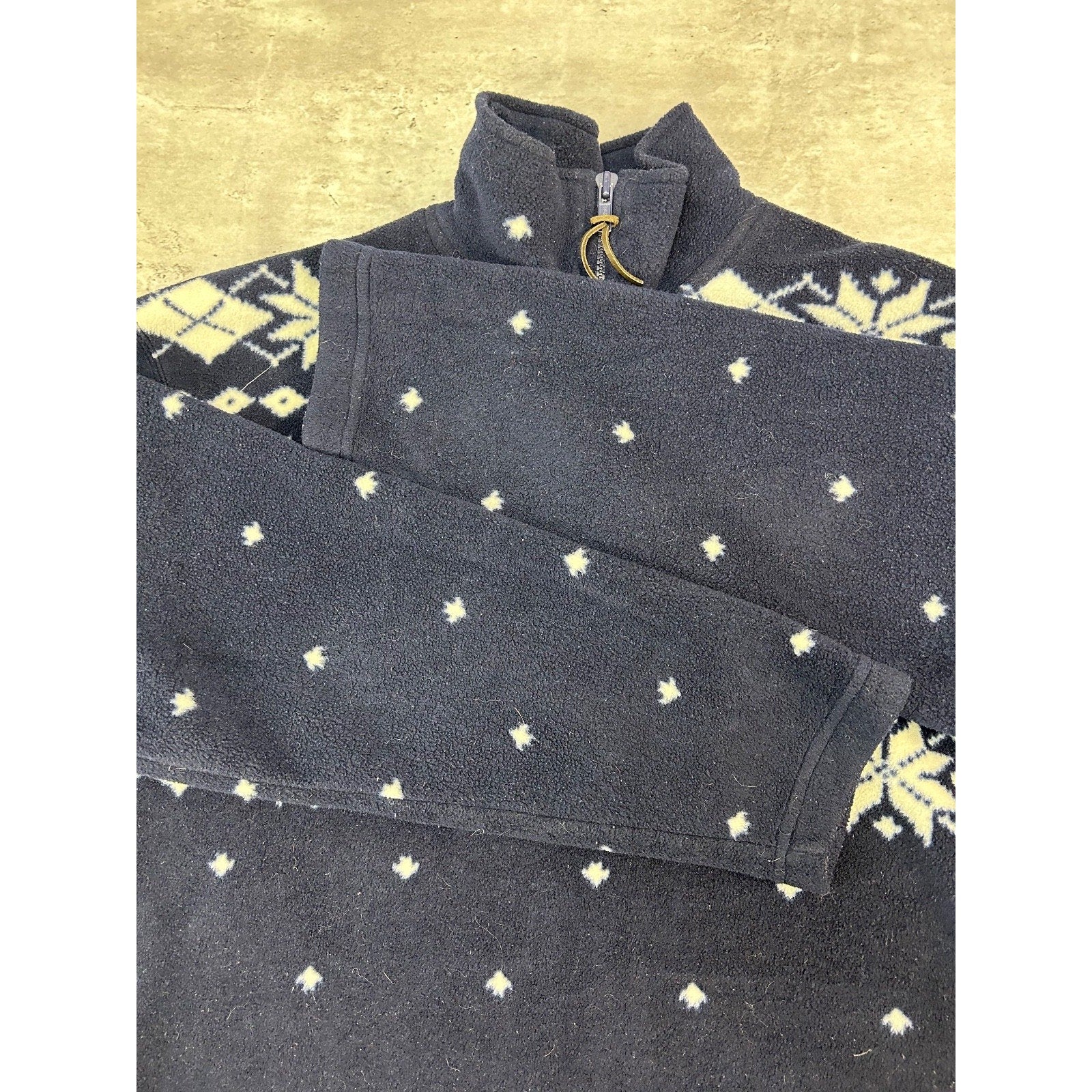 Vintage 90s Snowflake Abstract Striped 1/4 Zip Fleece Sweatshirt Size Large