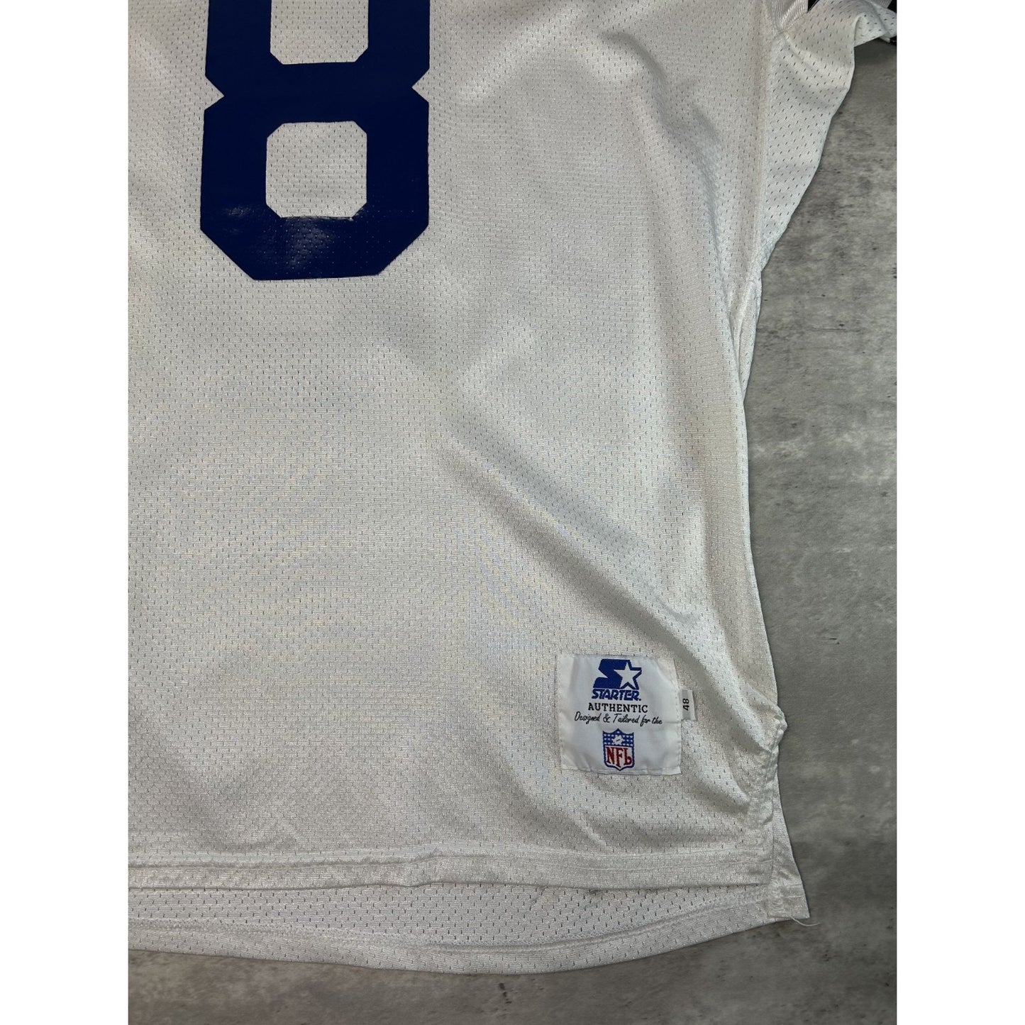 Vintage 90s Troy Aikman #8 Dallas Cowboys NFL Starter 75 Anni Football Jersey XL