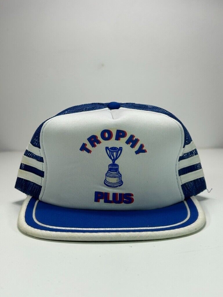 Vintage 90s Trophy Plus Graphic Trucker Mesh Snapback Hat OSFA