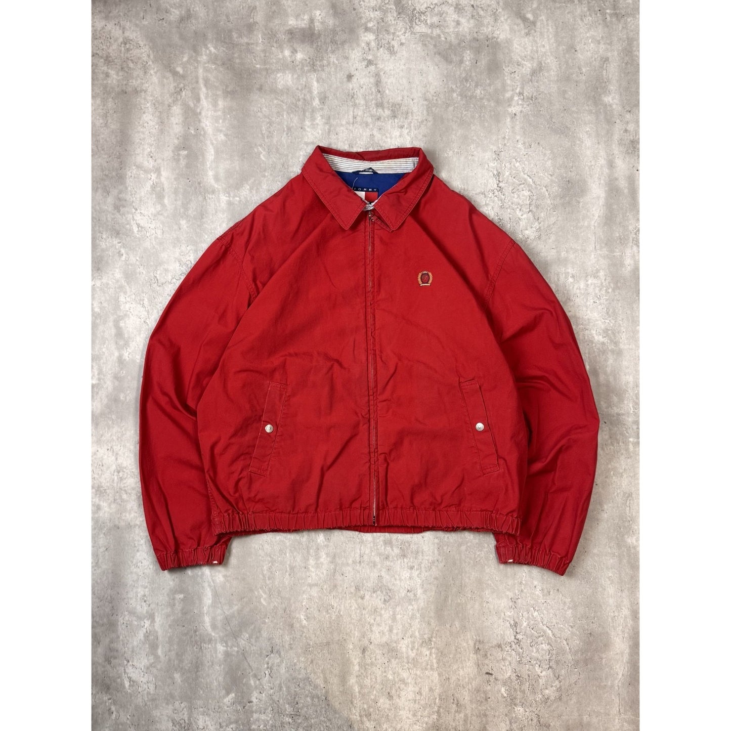 Vintage 90s Tommy Hilfiger Embroidered Crest Full Zip Harrington Jacket Size XL