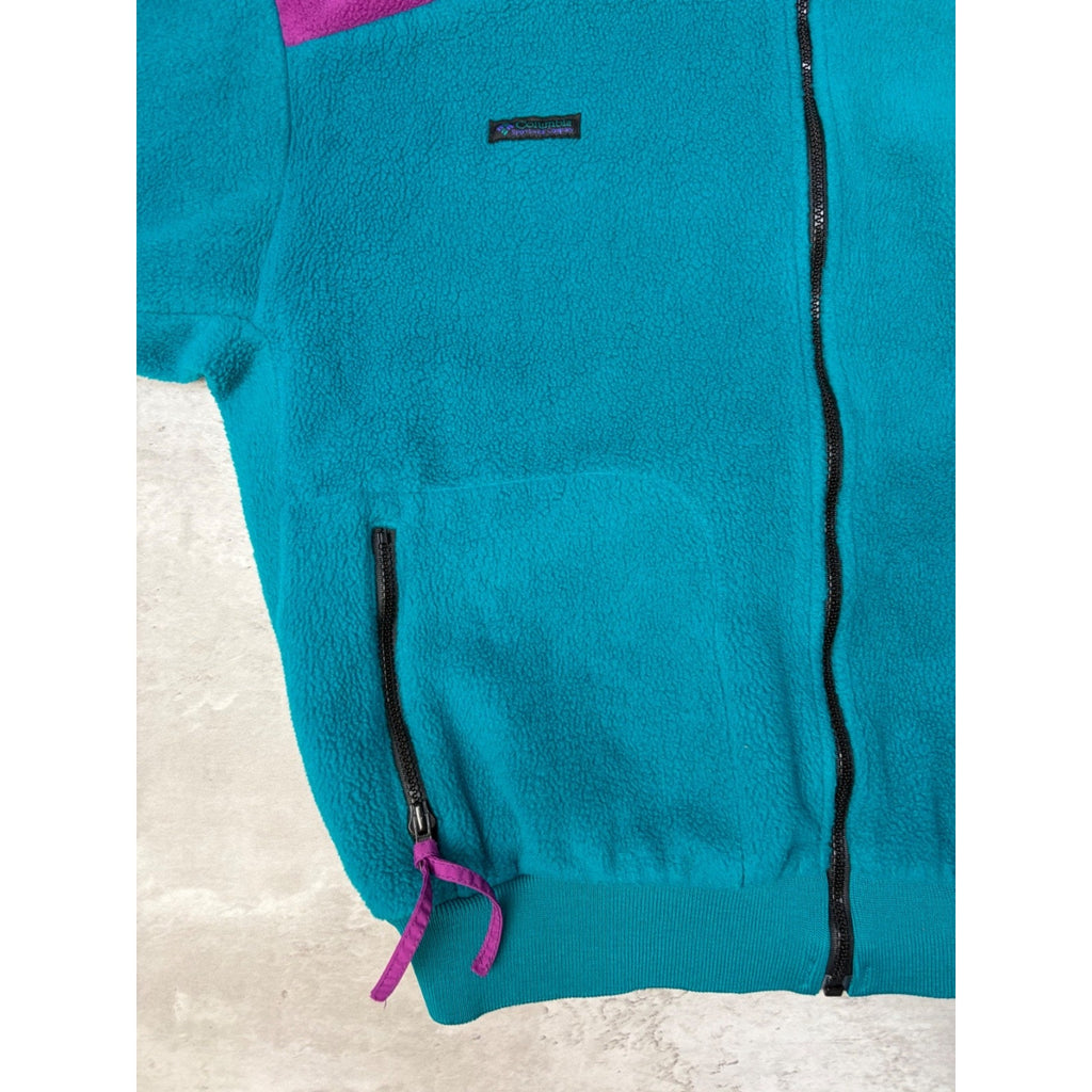 Vintage Womens Columbia Two Tone Full Zip Fleece Sweatshirt Size XL