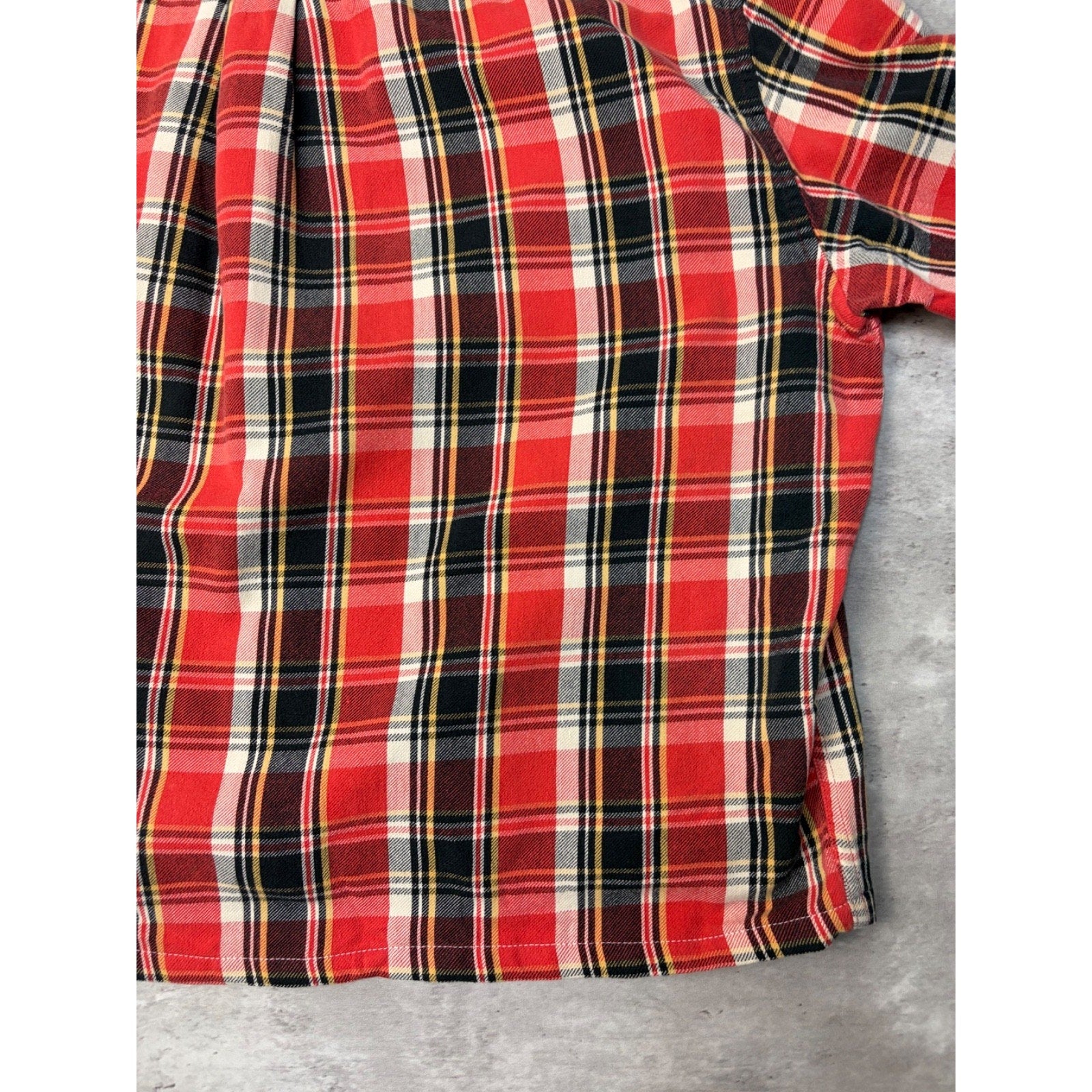Vintage Polo Ralph Lauren Single Pocket Plaid Cropped Button Up Shirt Size XL