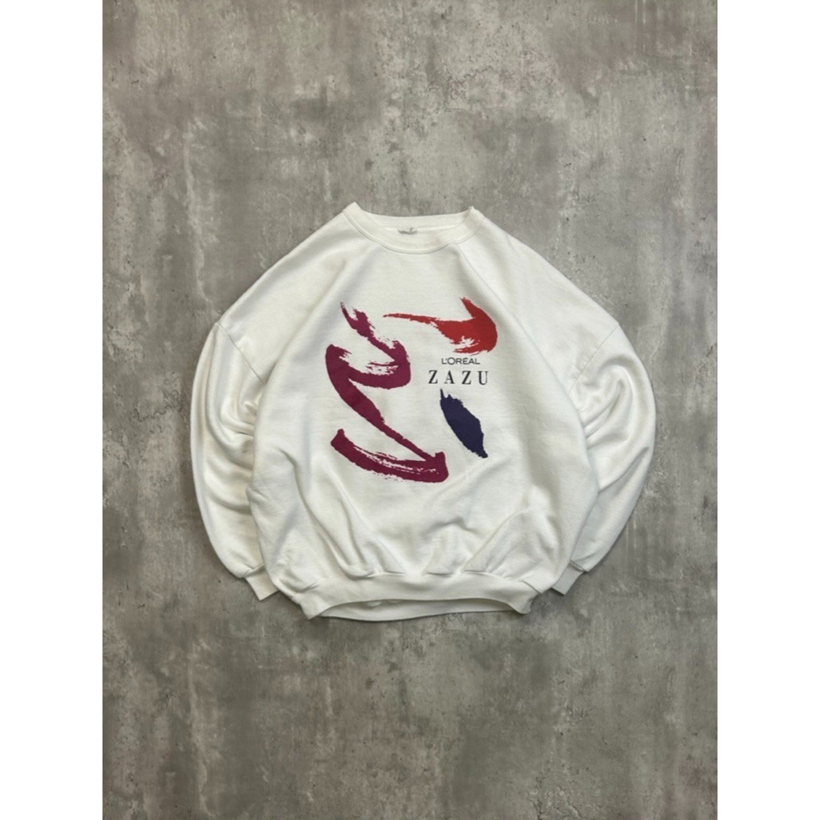 Vintage 90s L'Oreal Zazu Makeup Graphic Spellout Sweatshirt Size XL