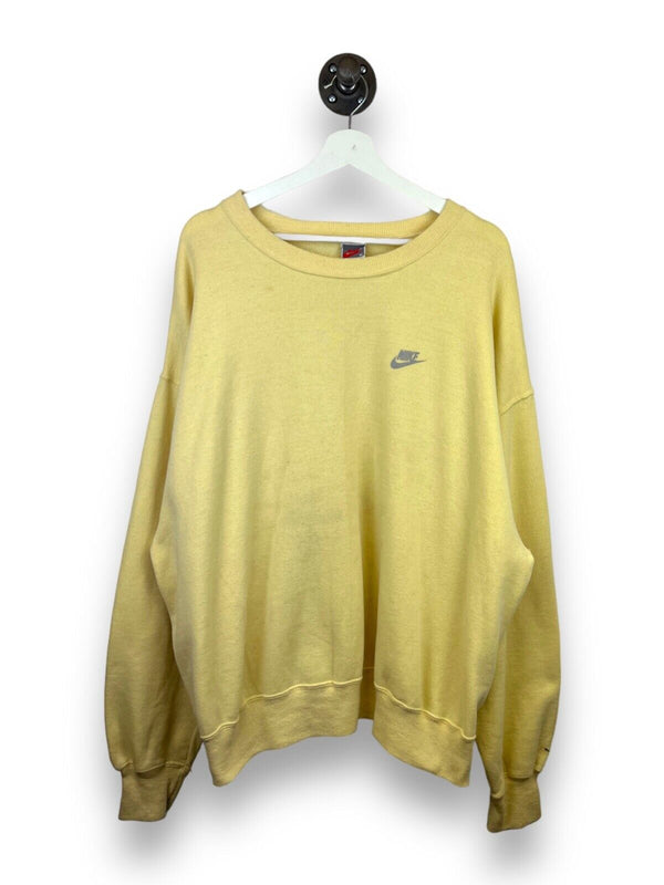 Vintage 80s/90s Nike Spell Out Logo Crewneck Sweatshirt Size XL Yellow