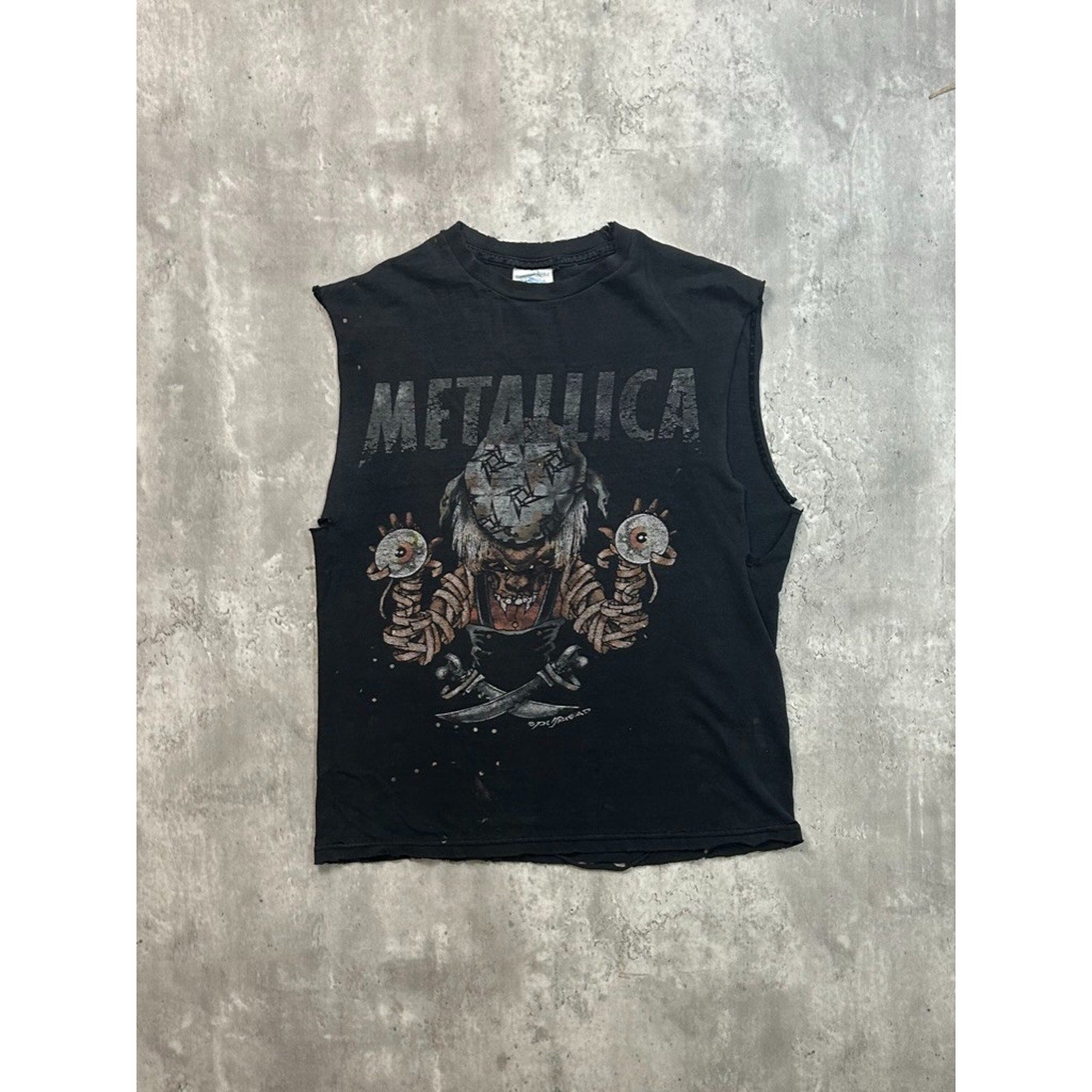 Vintage Metallica Pushead Graphic Rock Music Sleeveless Band T-Shirt Size Medium