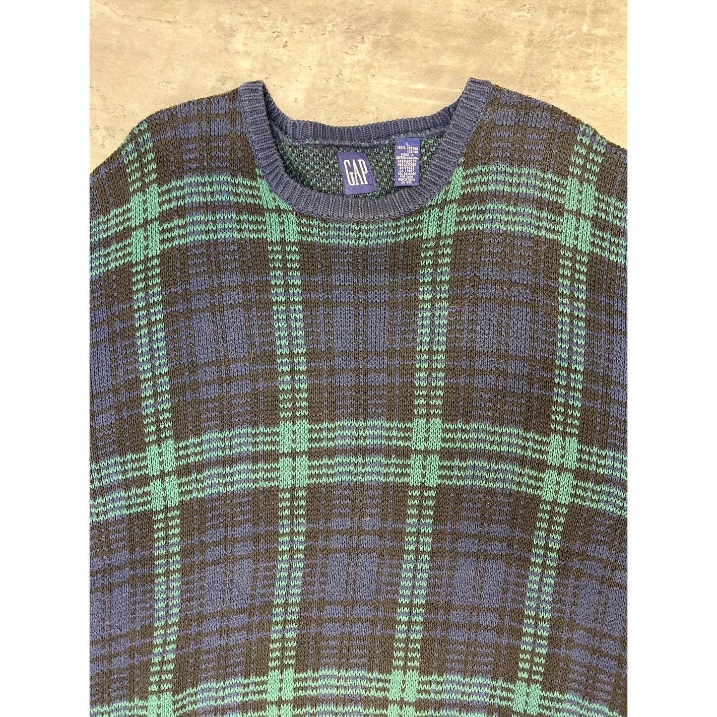 Vintage Gap Plaid Pattern Multicolour Knit Sweater Size Large