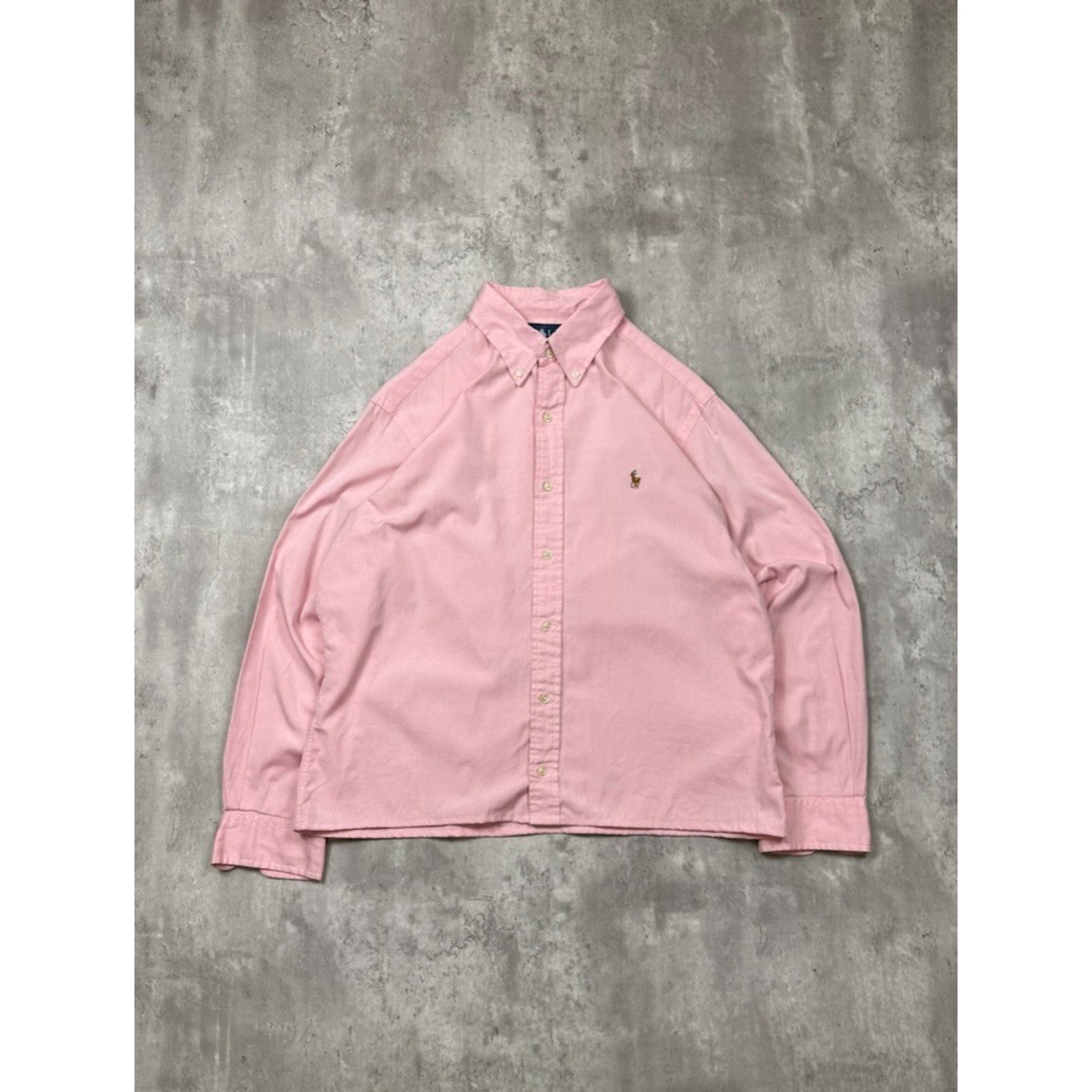 Vintage Polo Ralph Lauren Embroidered Pony Cropped Button Up Shirt Size Large