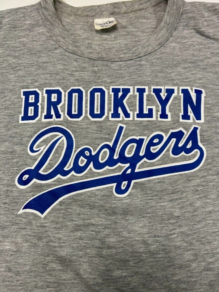 Vintage 80s/90s Brooklyn Dodgers MLB Graphic Spellout T-Shirt Size Xl Gray