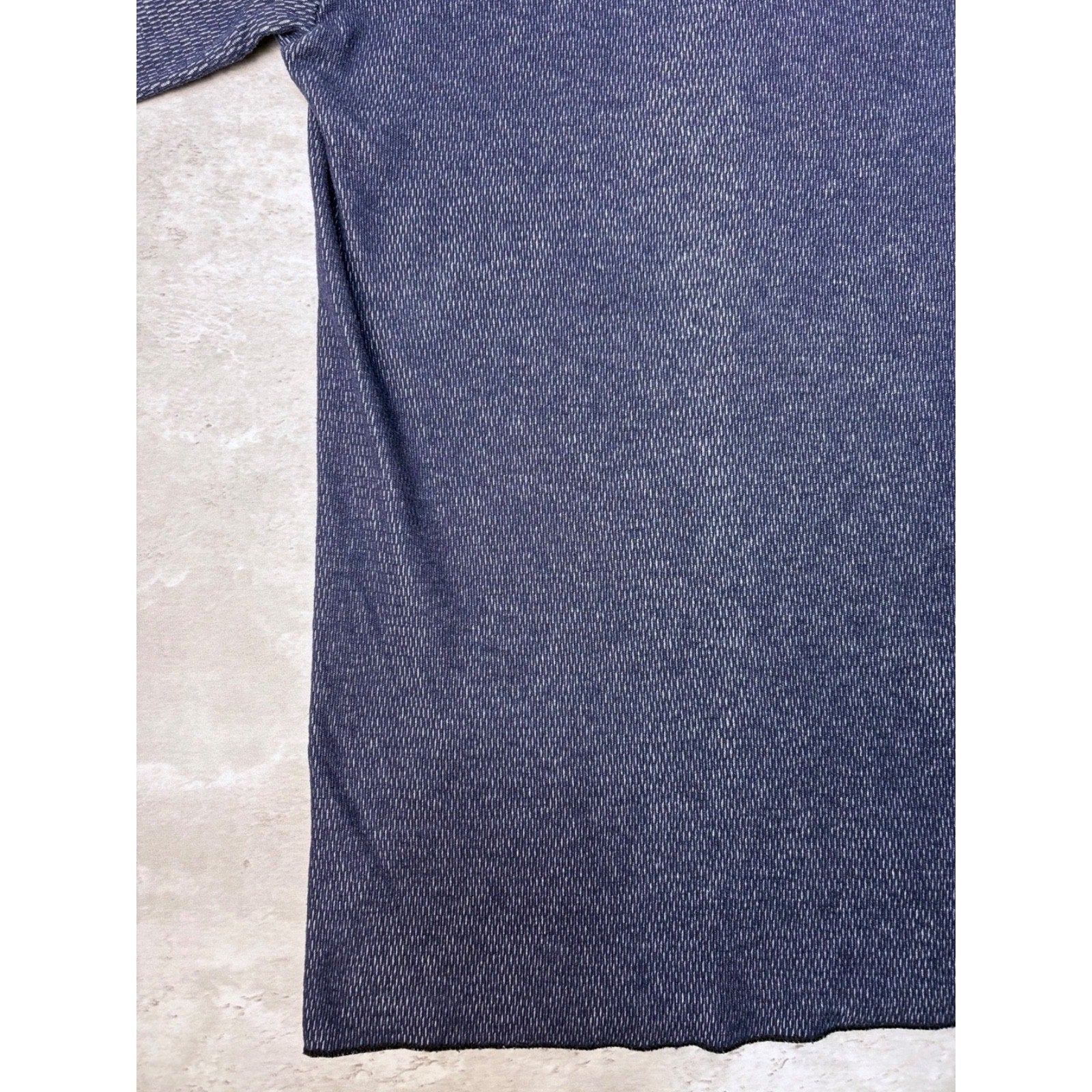 Vintage Blank Blue Thermal Waffle Print Long Sleeve T-Shirt Size Large