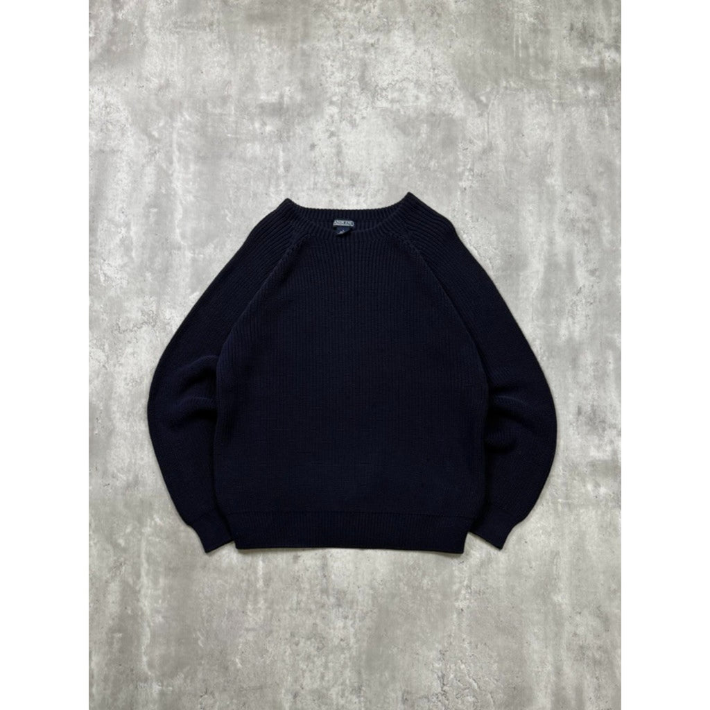Vintage Lands End Solid Print Ribbed Pullover Knit Sweater Size Large