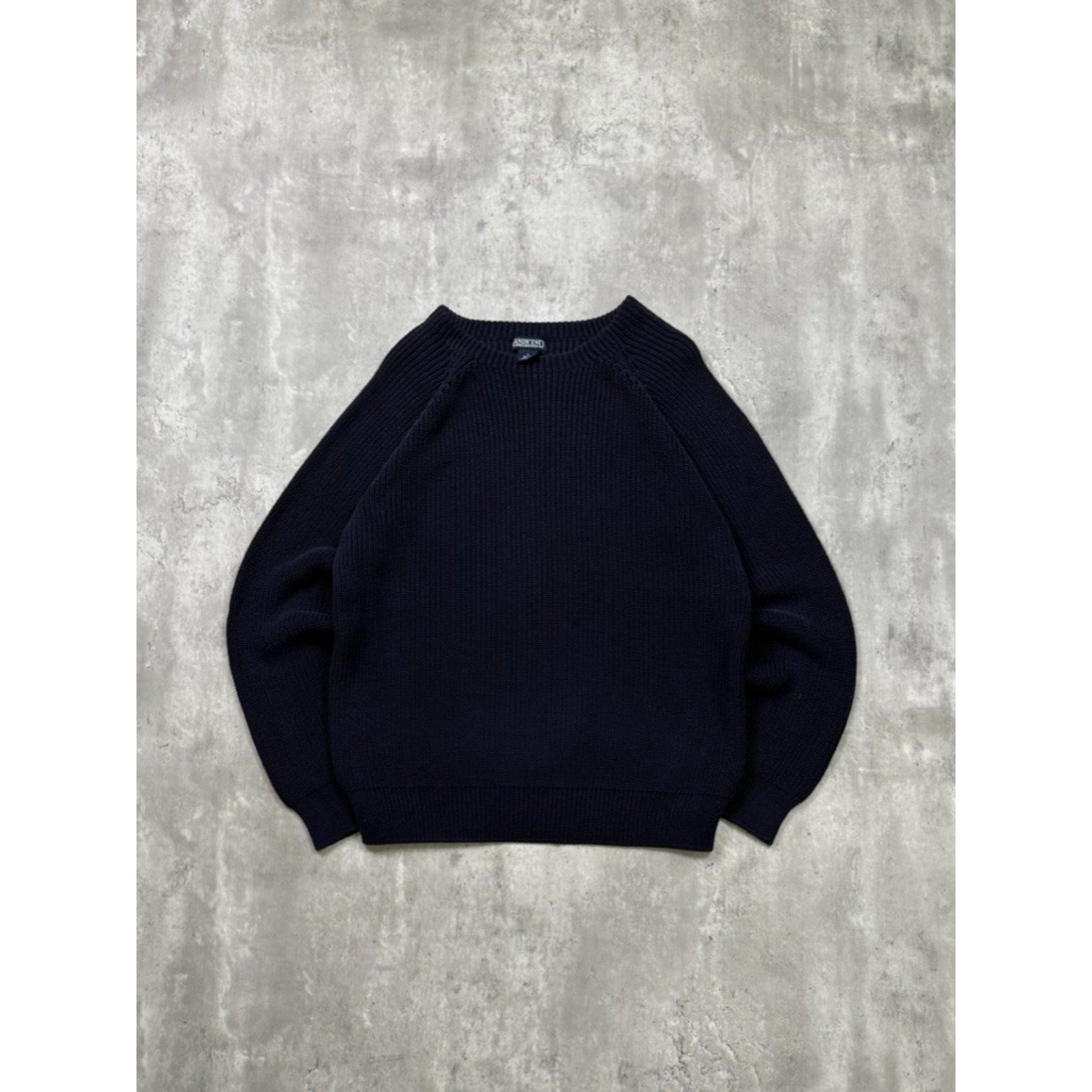 Vintage Lands End Solid Print Ribbed Pullover Knit Sweater Size Large