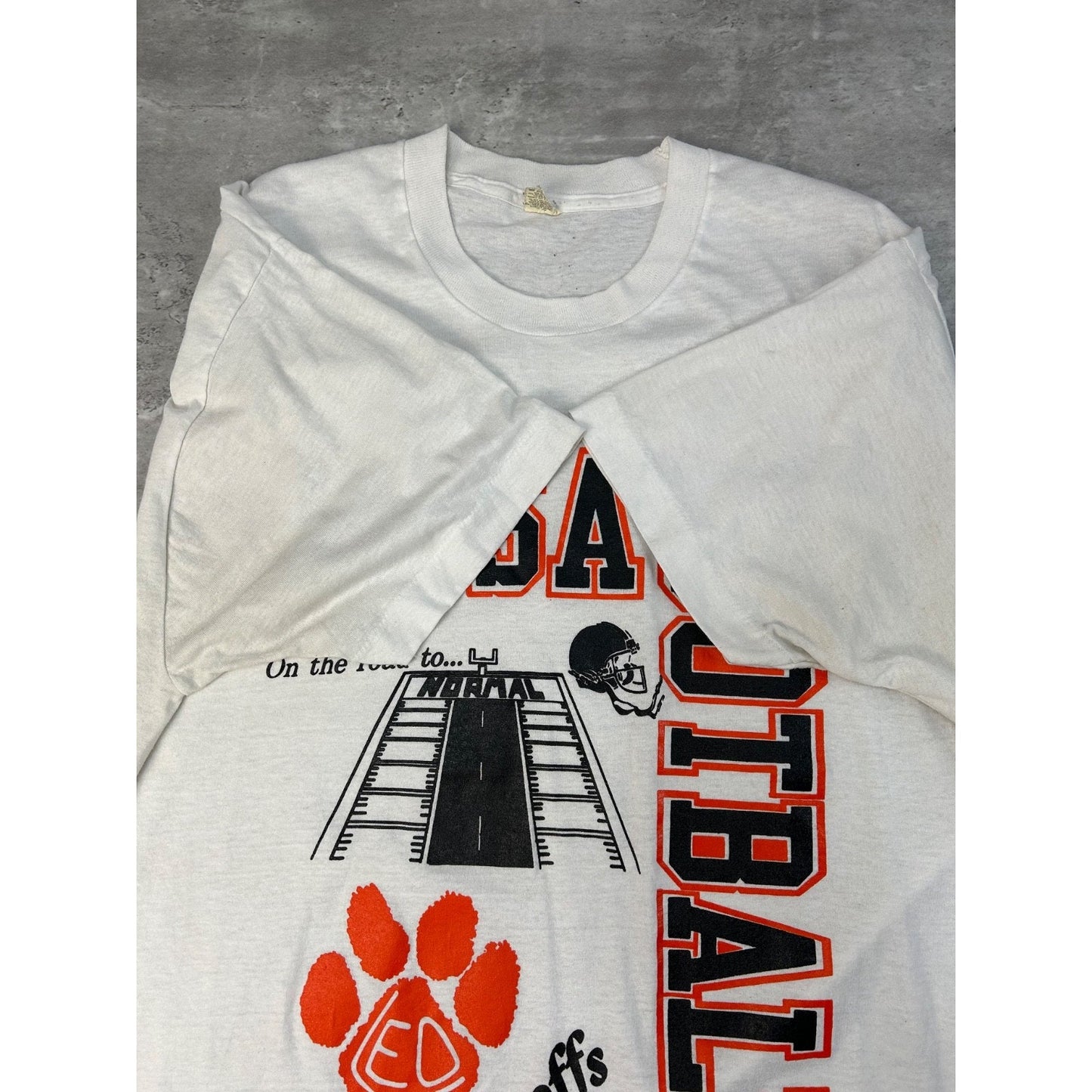 Vintage 1990 IHSA Football Playoffs Collegiate Spellout Graphic T-Shirt Size 2XL